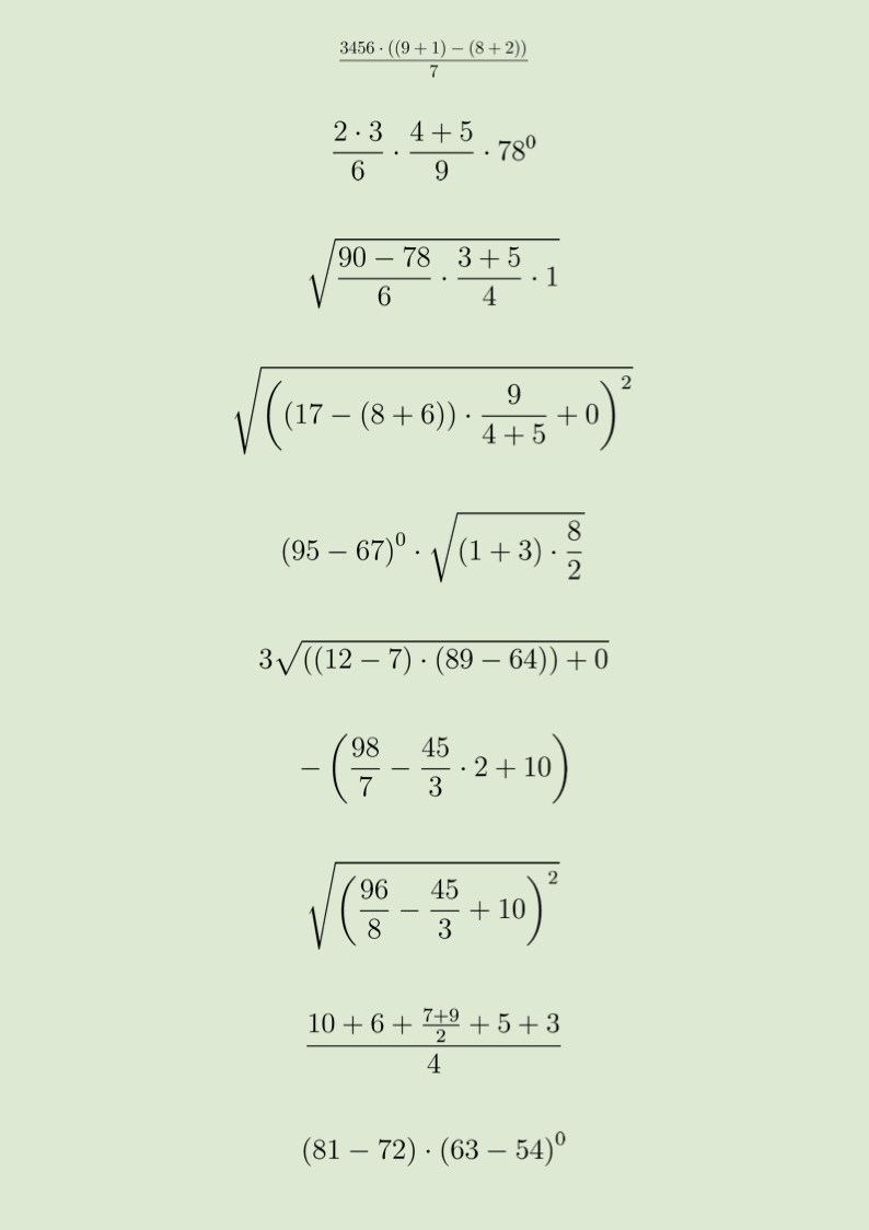 No. Digits (Just Equations)